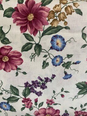 Cranston USA Made 100% Cotton Floral Fabric 4 Yards X 44”